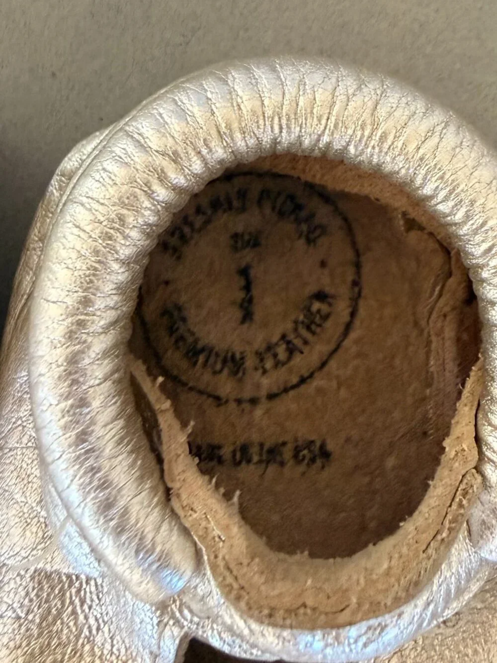 Freshly Picked Gold Mary Jane Baby Moccasins Size 1